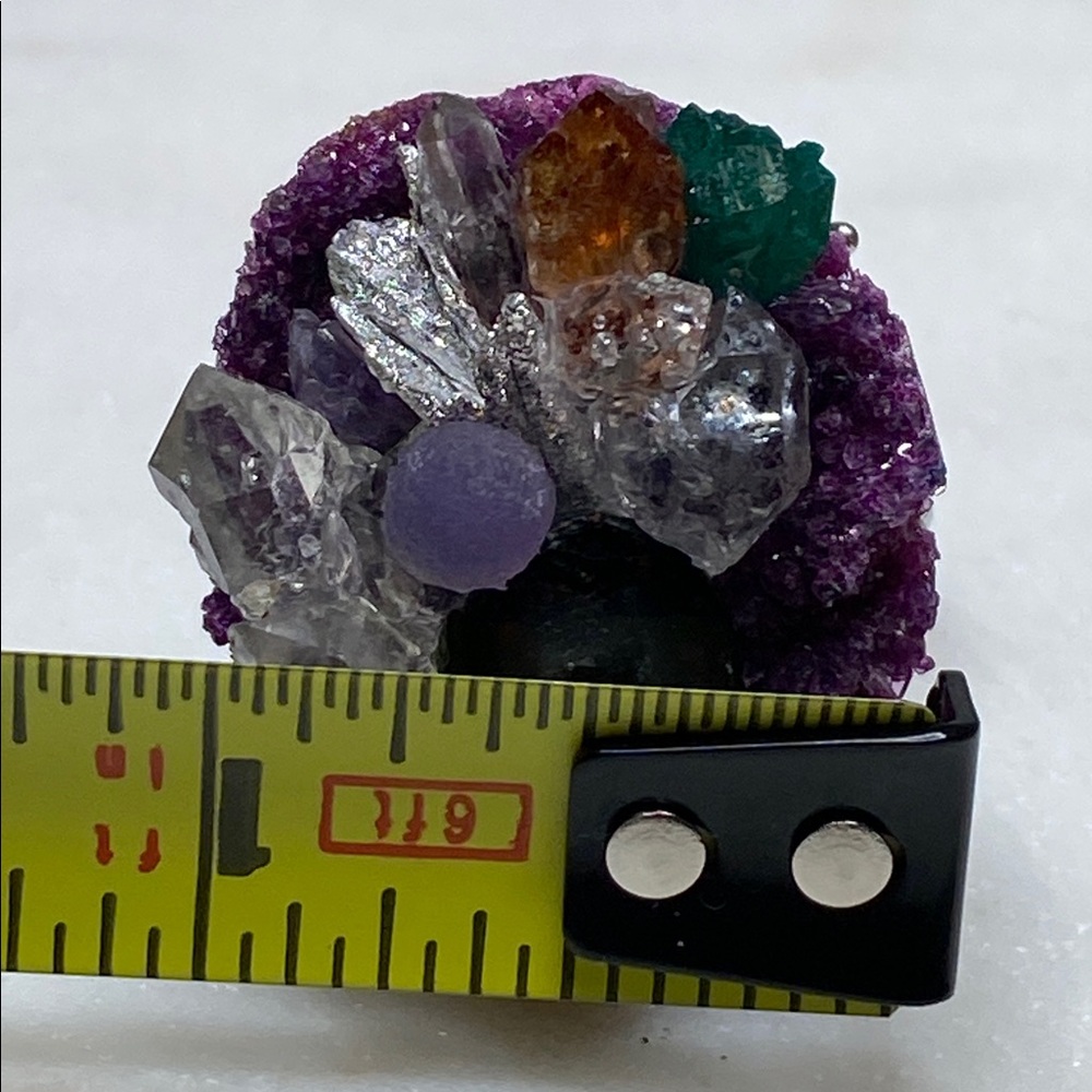 Adjustable Raw Crystal Statement Ring • Luxury Natural Druzy Chunky Stone Ring - Picture 12 of 13